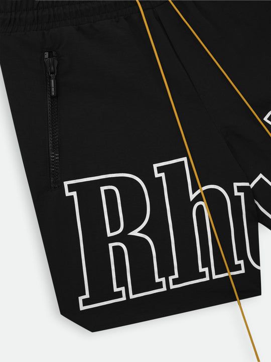 RHUDE Men's RH Logo Washed Nylon Shorts Black/White